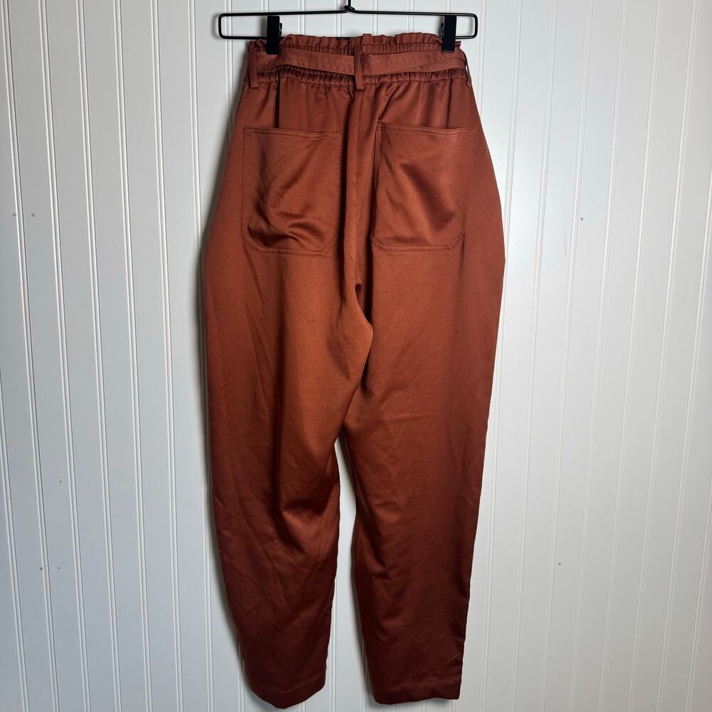 Abercrombie & Fitch Paperbag High-Waist Pull-On Satin Pants Rust Orange Womens L - Picture 5 of 10